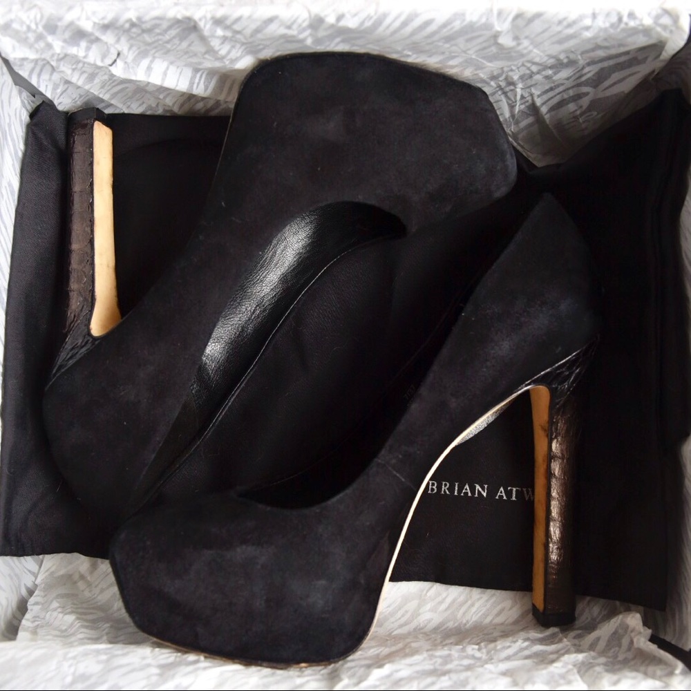 Sexy B Brian Atwood Black Pump Sz 7 - Picture 4 of 6